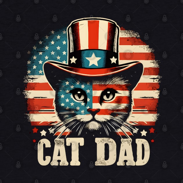 Cat American Flag USA Cat Dad Patriotic 4th Of July Gift by TopTees